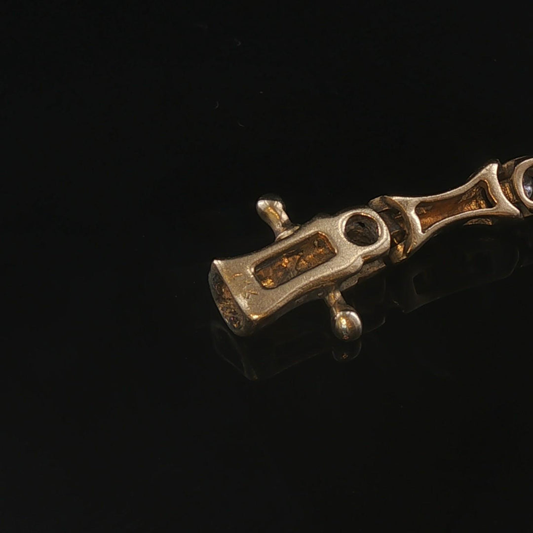 14k Yellow Gold and 1cttw Diamond 12g Vintage Bar Link Bracelet 7.5"