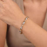 14k Yellow and White Gold 1.2cttw Diamond 16.3g Fancy Link Bracelet 7"