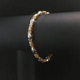 14k Yellow and White Gold 1.2cttw Diamond 16.3g Fancy Link Bracelet 7"
