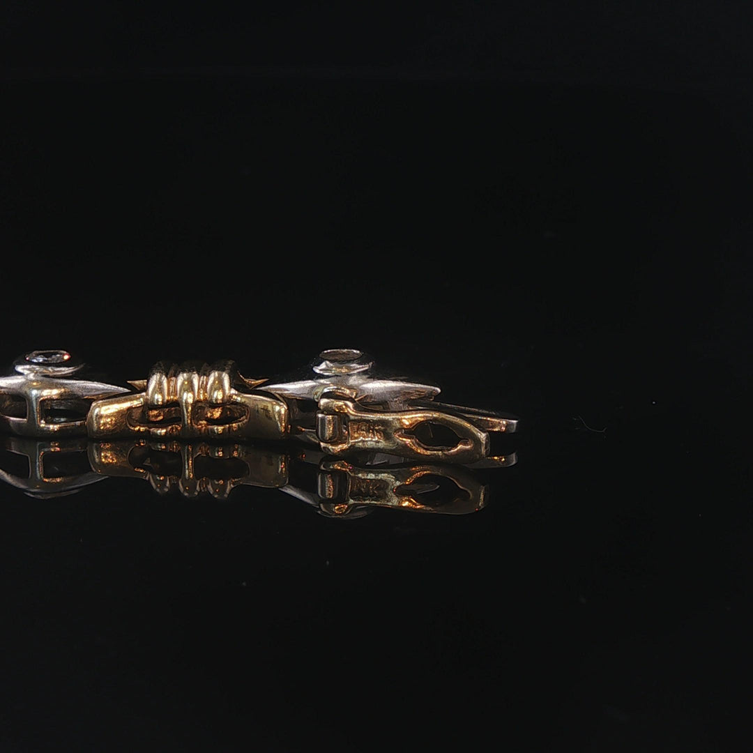 14k Yellow and White Gold 1.2cttw Diamond 16.3g Fancy Link Bracelet 7"