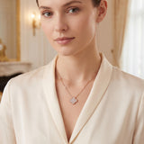 14k Yellow Gold and 1.29cttw Pave Diamond Clover Pendant Necklace 16"-18"