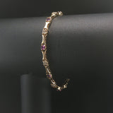 14k Yellow Gold Amethyst and 1.2cttw Diamond Bar Link Bracelet 7"