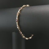 14k Yellow Gold Amethyst and 1.2cttw Diamond Bar Link Bracelet 7"