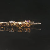 14k Yellow Gold Amethyst and 1.2cttw Diamond Bar Link Bracelet 7"