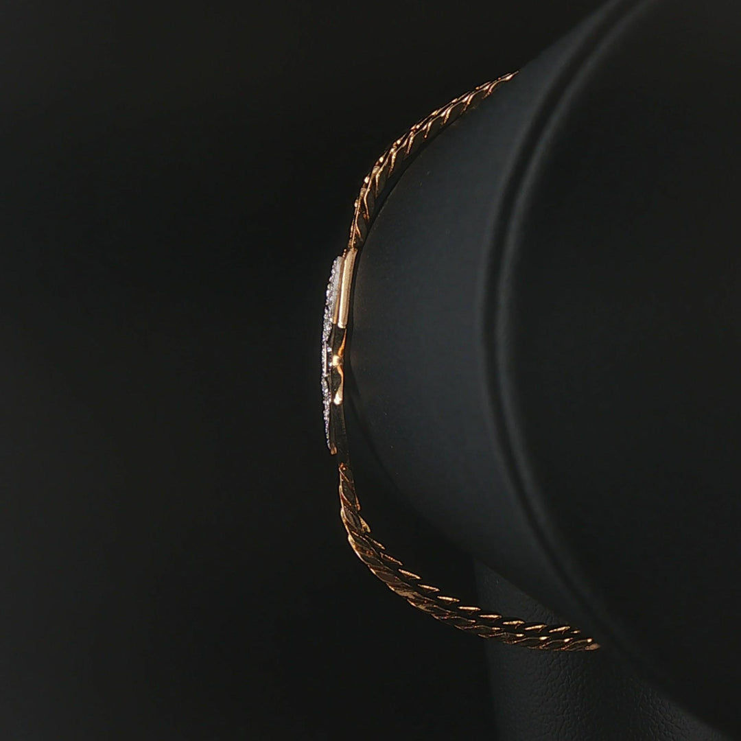 14k Yellow and White Gold Diamond Motif Flattened Curb Link Bracelet 7"