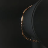 14k Yellow and White Gold Diamond Motif Flattened Curb Link Bracelet 7"