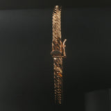 14k Yellow and White Gold Diamond Motif Flattened Curb Link Bracelet 7"