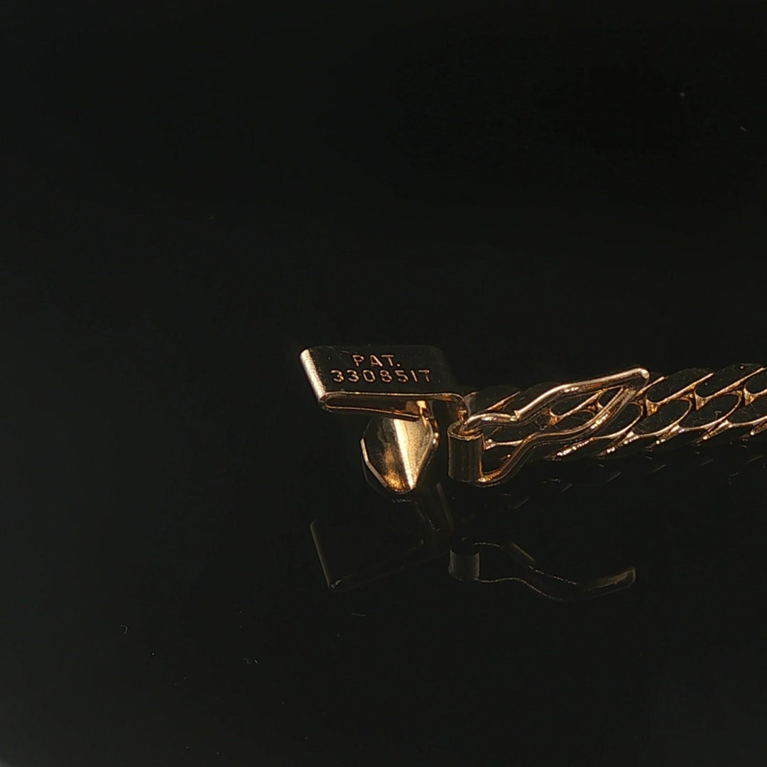 14k Yellow and White Gold Diamond Motif Flattened Curb Link Bracelet 7"