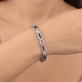 14k White Gold Sapphire and Diamond Vintage Filigree Panel Link Bracelet 6.75"