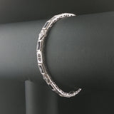 14k White Gold Sapphire and Diamond Vintage Filigree Panel Link Bracelet 6.75"