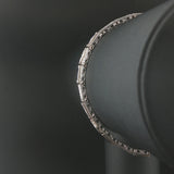 14k White Gold Sapphire and Diamond Vintage Filigree Panel Link Bracelet 6.75"