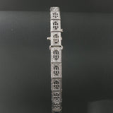 14k White Gold Sapphire and Diamond Vintage Filigree Panel Link Bracelet 6.75"