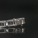 14k White Gold Sapphire and Diamond Vintage Filigree Panel Link Bracelet 6.75"