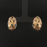 14k Yellow Gold Multi Gemstone and Diamond Huggie Earrings