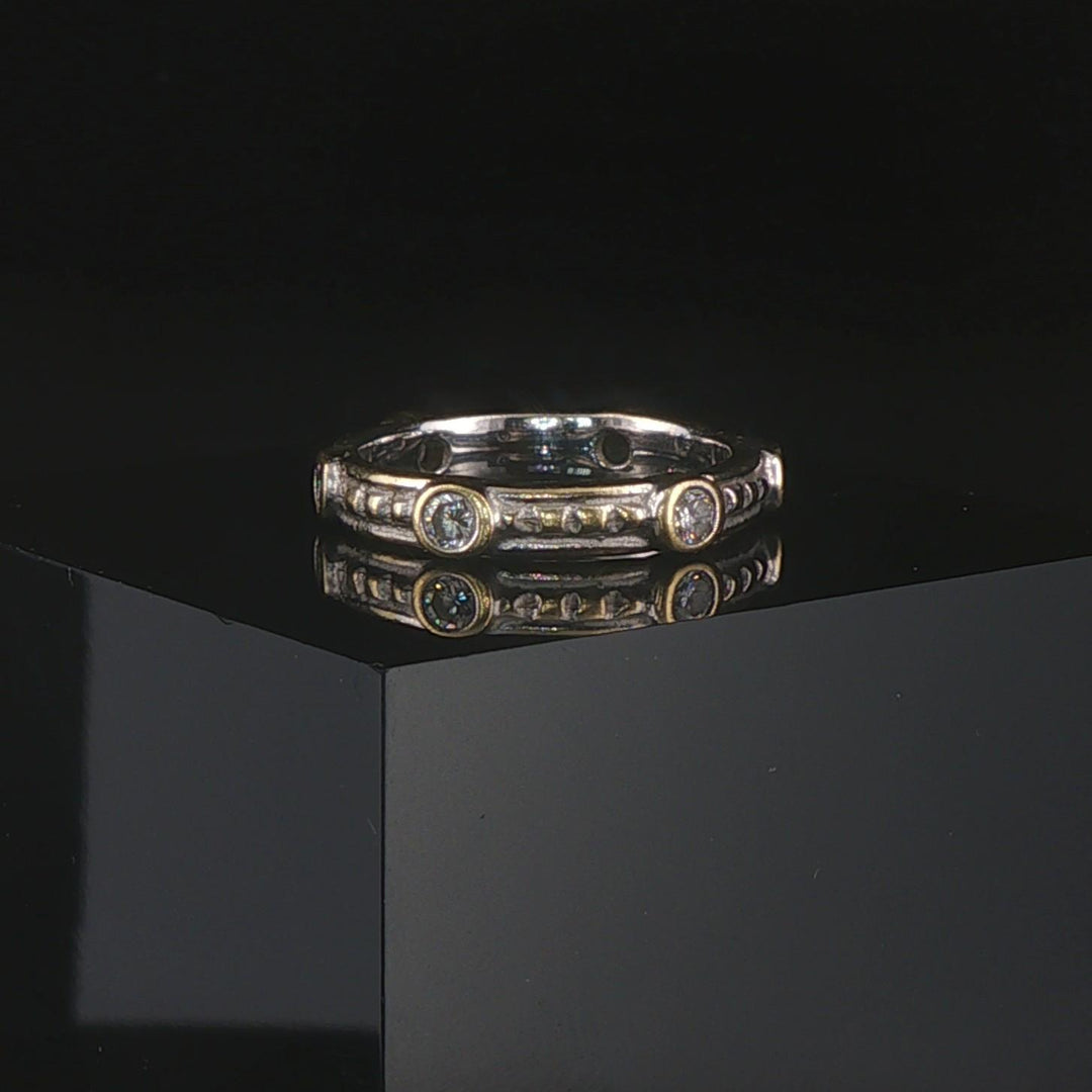 14k Yellow and White Gold 0.30cttw Diamond Fancy Band Ring Size 5