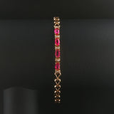 14k Yellow Gold Pink Sapphire and Diamond Link Bracelet 7"