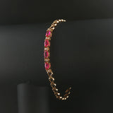 14k Yellow Gold Pink Sapphire and Diamond Link Bracelet 7"