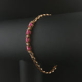 14k Yellow Gold Pink Sapphire and Diamond Link Bracelet 7"