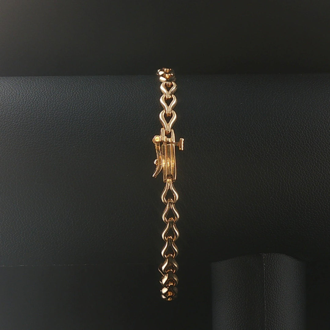 14k Yellow Gold Pink Sapphire and Diamond Link Bracelet 7"