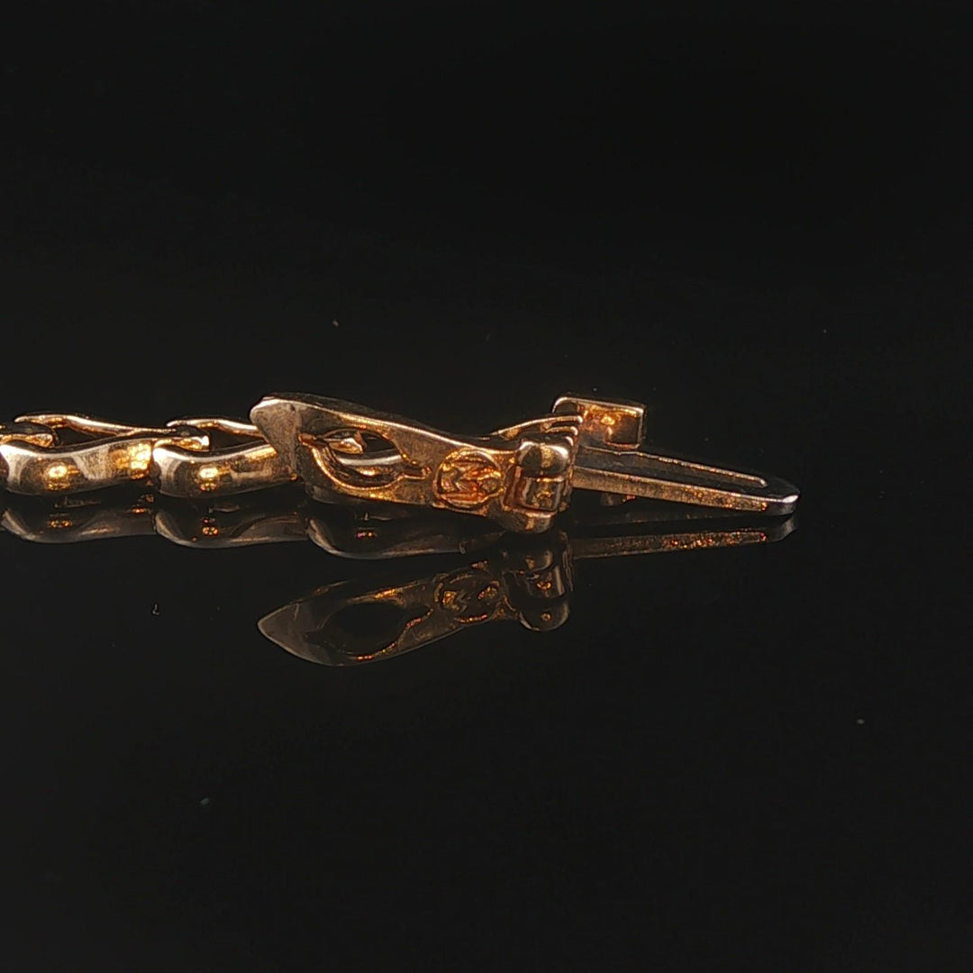 14k Yellow Gold Pink Sapphire and Diamond Link Bracelet 7"