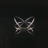 14k White Gold 0.25cttw Diamond Large Fancy Crisscross Band Ring Size 8.5