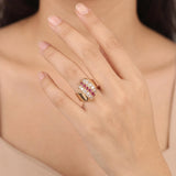 14k Yellow Gold Ruby and 0.70cttw Diamond Ribbon Wrap Ring Size 6.5