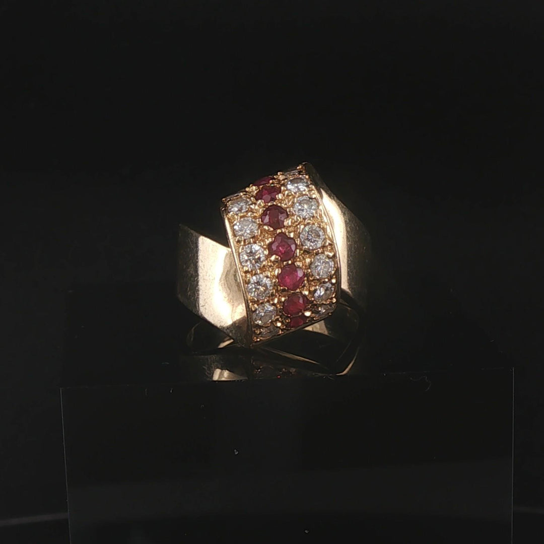 14k Yellow Gold Ruby and 0.70cttw Diamond Ribbon Wrap Ring Size 6.5