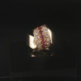 14k Yellow Gold Ruby and 0.70cttw Diamond Ribbon Wrap Ring Size 6.5