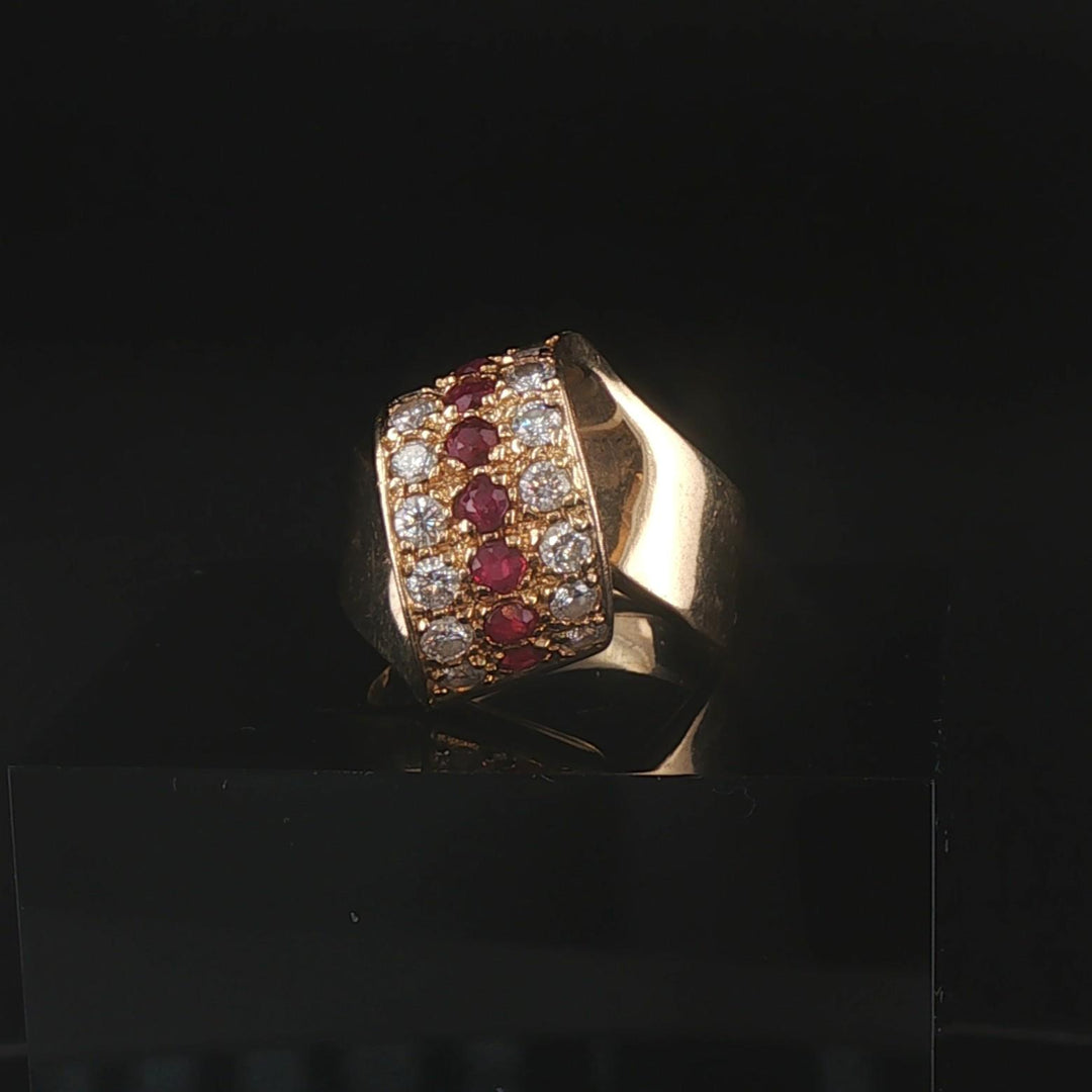 14k Yellow Gold Ruby and 0.70cttw Diamond Ribbon Wrap Ring Size 6.5