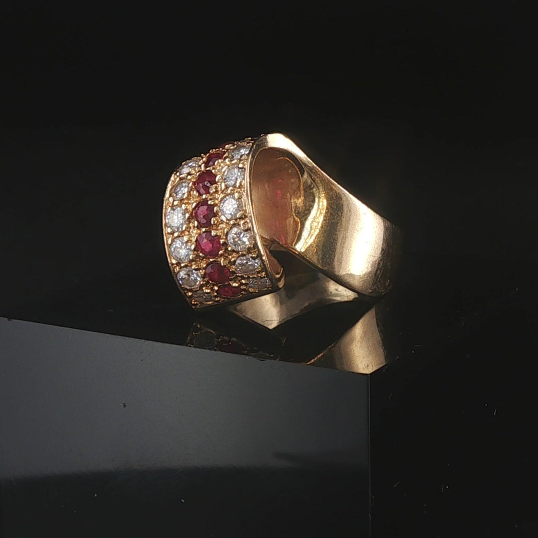 14k Yellow Gold Ruby and 0.70cttw Diamond Ribbon Wrap Ring Size 6.5