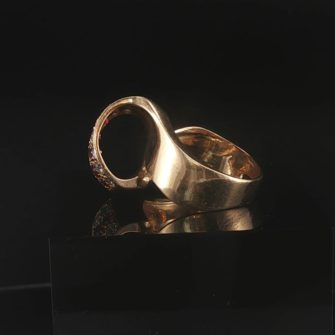 14k Yellow Gold Ruby and 0.70cttw Diamond Ribbon Wrap Ring Size 6.5
