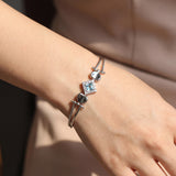 18k White Gold Aquamarine and Diamond Fancy Bracelet Italy 7"