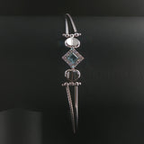18k White Gold Aquamarine and Diamond Fancy Bracelet Italy 7"
