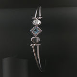 18k White Gold Aquamarine and Diamond Fancy Bracelet Italy 7"