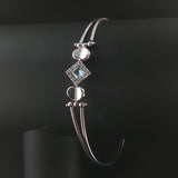18k White Gold Aquamarine and Diamond Fancy Bracelet Italy 7"