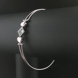 18k White Gold Aquamarine and Diamond Fancy Bracelet Italy 7"