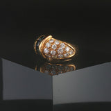 18k Yellow Gold Blue Sapphire and 1cttw Diamond Vintage Ring Size 3.25