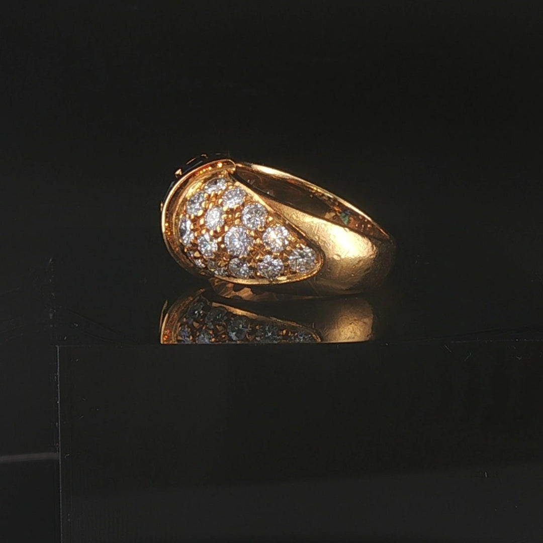 18k Yellow Gold Blue Sapphire and 1cttw Diamond Vintage Ring Size 3.25