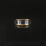 18k Yellow Gold Blue Sapphire and 0.50cttw Diamond Vintage Band Ring Size 6