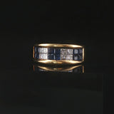 18k Yellow Gold Blue Sapphire and 0.50cttw Diamond Vintage Band Ring Size 6