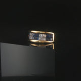 18k Yellow Gold Blue Sapphire and 0.50cttw Diamond Vintage Band Ring Size 6