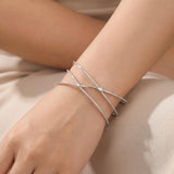 14k White Gold and Diamond 9.3g Crisscross Flex Cuff Bracelet 6.5"