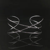 14k White Gold and Diamond 9.3g Crisscross Flex Cuff Bracelet 6.5"