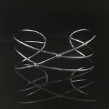 14k White Gold and Diamond 9.3g Crisscross Flex Cuff Bracelet 6.5"