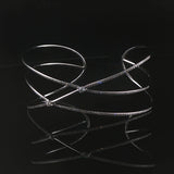 14k White Gold and Diamond 9.3g Crisscross Flex Cuff Bracelet 6.5"