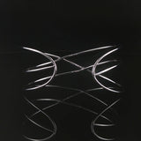 14k White Gold and Diamond 9.3g Crisscross Flex Cuff Bracelet 6.5"