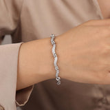 14k White Gold and 2cttw Diamond Curved Bar Link Bracelet 7"