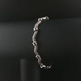 14k White Gold and 2cttw Diamond Curved Bar Link Bracelet 7"