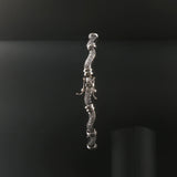 14k White Gold and 2cttw Diamond Curved Bar Link Bracelet 7"