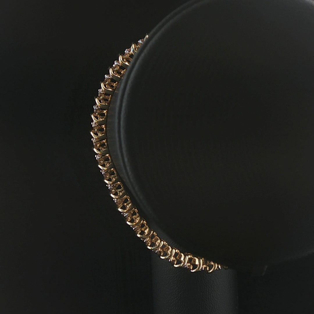 14k Yellow Gold and 2cttw Diamond S Link Vintage Tennis Bracelet 7.25"